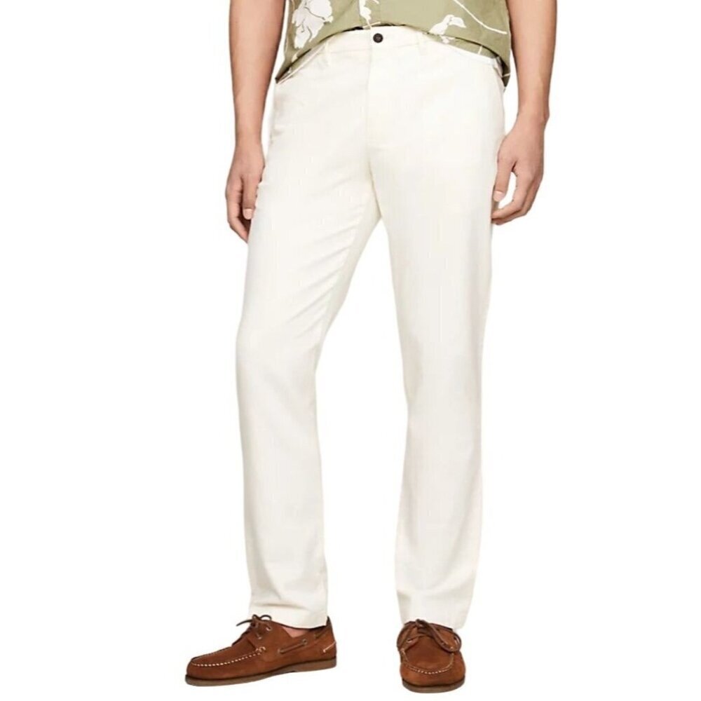 Tommy Hilfiger Pants‎ Men 40 Tan Ivory Flat Front Straight Leg Pants Trousers